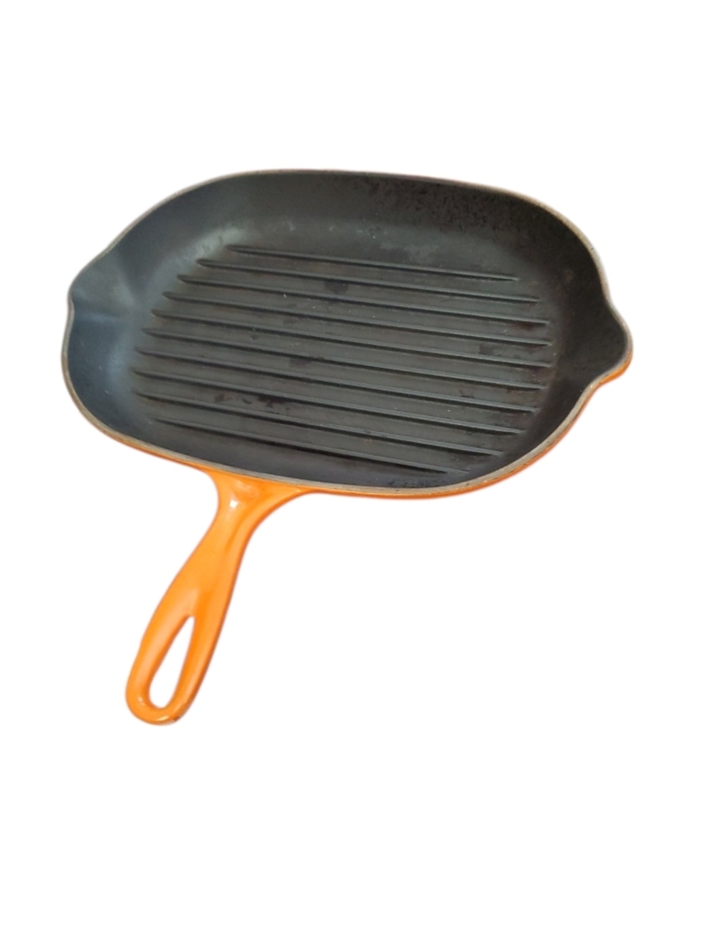 LeCreuset Flame Cast Iron Grill Pan - Nonstick Ribbed 14" Skillet #32 Vintage